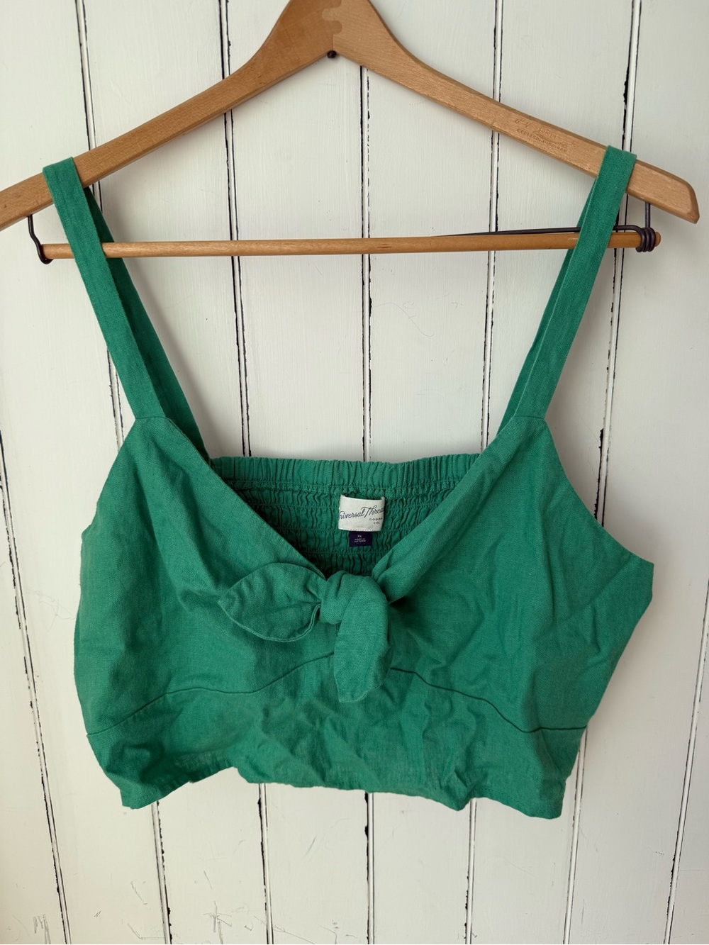 Universal Thread Green Tie-Front Crop Top | Coastal Cowgirl Linen Blend Tank